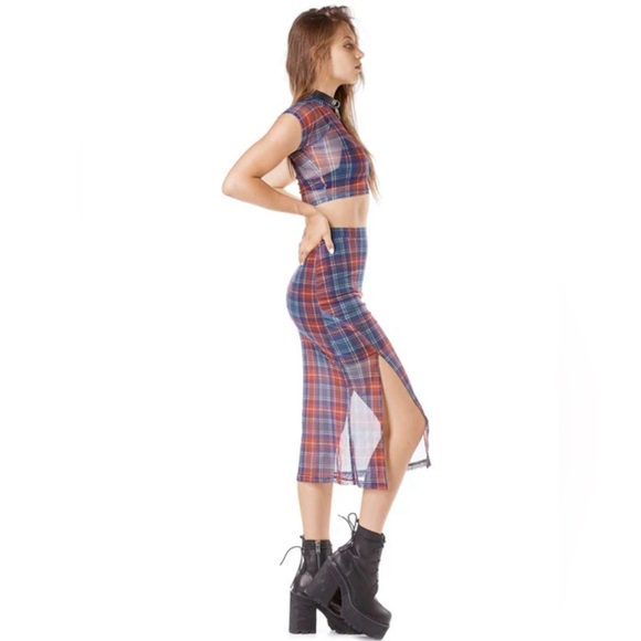 Unif Verse plaid crop top skirt two piece set - Picture 2 of 10